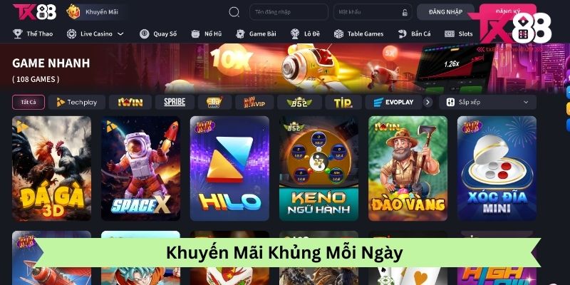 Khuyến Mãi Khủng Mỗi Ngày Tại TX88
