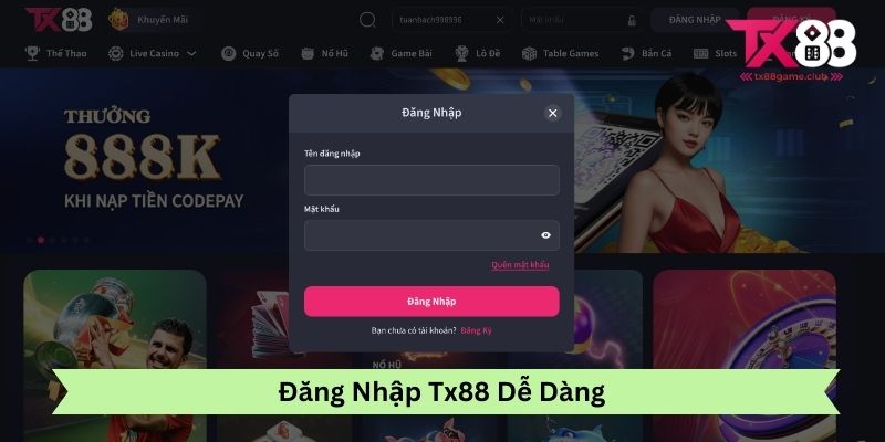 Đăng Nhập TX88 Dễ Dàng